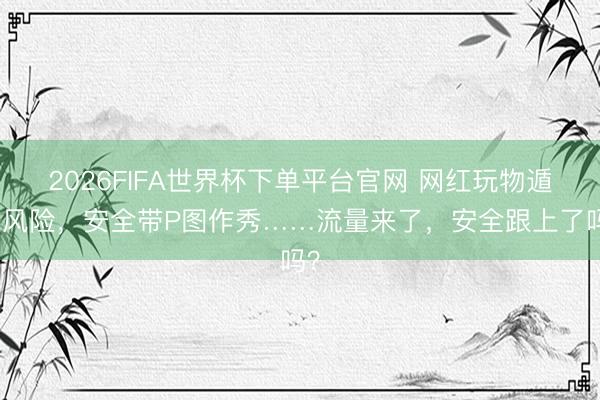 2026FIFA世界杯下單平臺官網 網紅玩物遁藏風險，安全帶P圖作秀……流量來了，安全跟上了嗎？